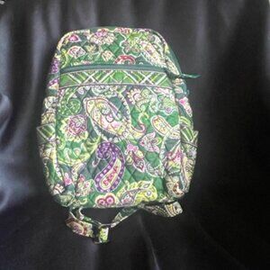 NWT Vera Bradley Chelsea Green Multicolor Paisley Backpack Zipper Adj. Straps